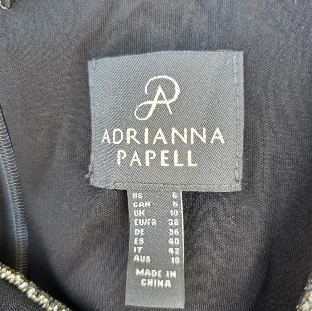 Adrianna Papell Women Ruffled Gown Sz 6 Asymmetric Hem Black NWT Old Money Party - Picture 6 of 15